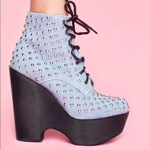 Jeffrey Campbell x NG Tardy Denim Stud Platforms